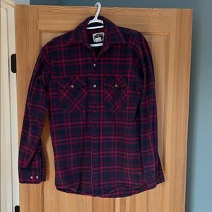 Men's Red and Blue Plaid Casual Button Down Shirt
